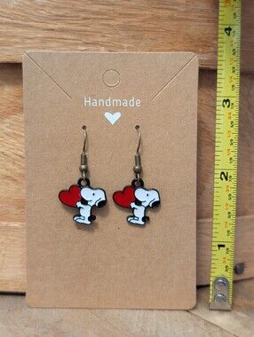 Peanuts Snoopy Enamel Metal Earrings NEW